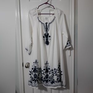 Blue and white dress